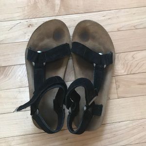 Black suede strap Teva sandals